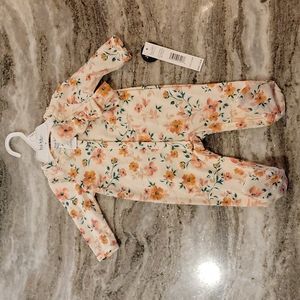 Nicole Miller Antique White Floral 2 Pc Footed Pajama